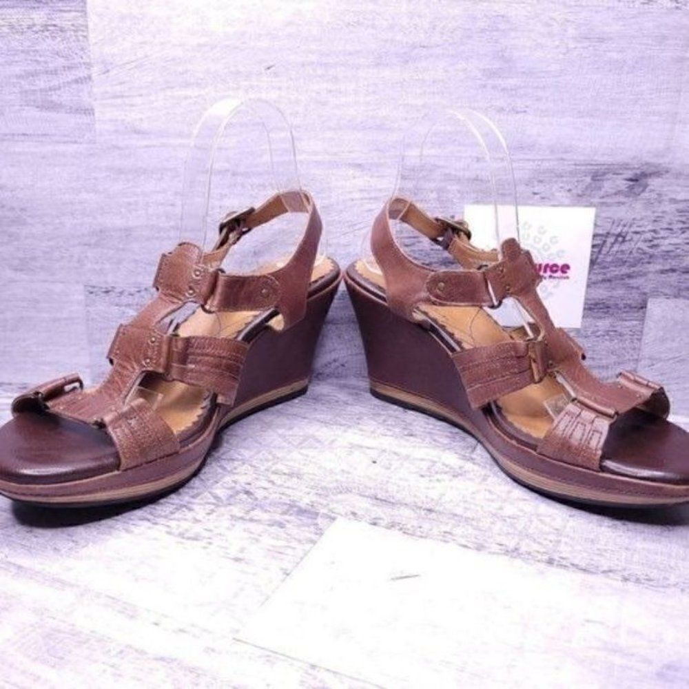 Indigo by Clarks Leather Wedge Sandal Brown Women's sz 11 - Picture 5 of 8